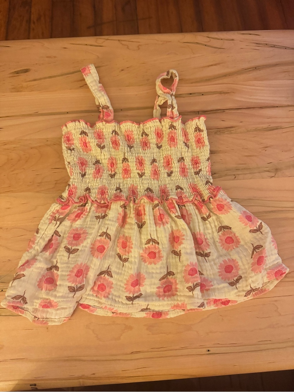 Haute Hippie Girls Floral Smocked Camisole in Cream and Pink